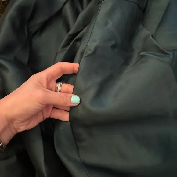 Alfred Sung Emerald Green Formal Gown Hi-Low Dress Pockets Wedding Prom Gala - Picture 3 of 6